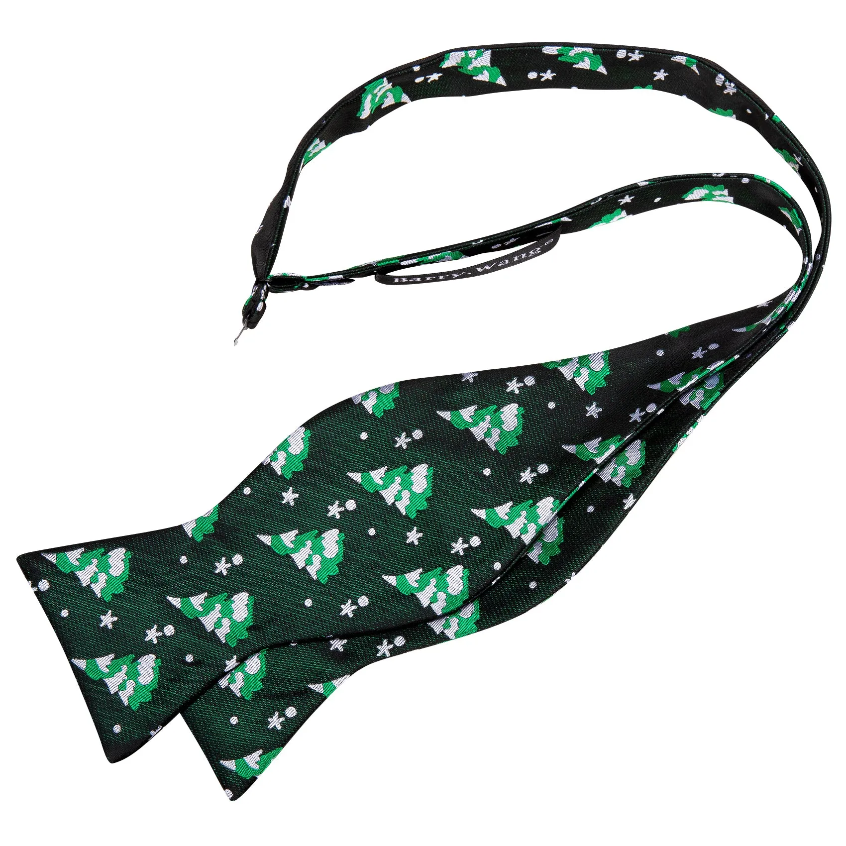 Barry Wang Christmas Black Green Xmas Tree Self Tied Mens Bow Tie Set sold by Barrywang product image thumbnail 3