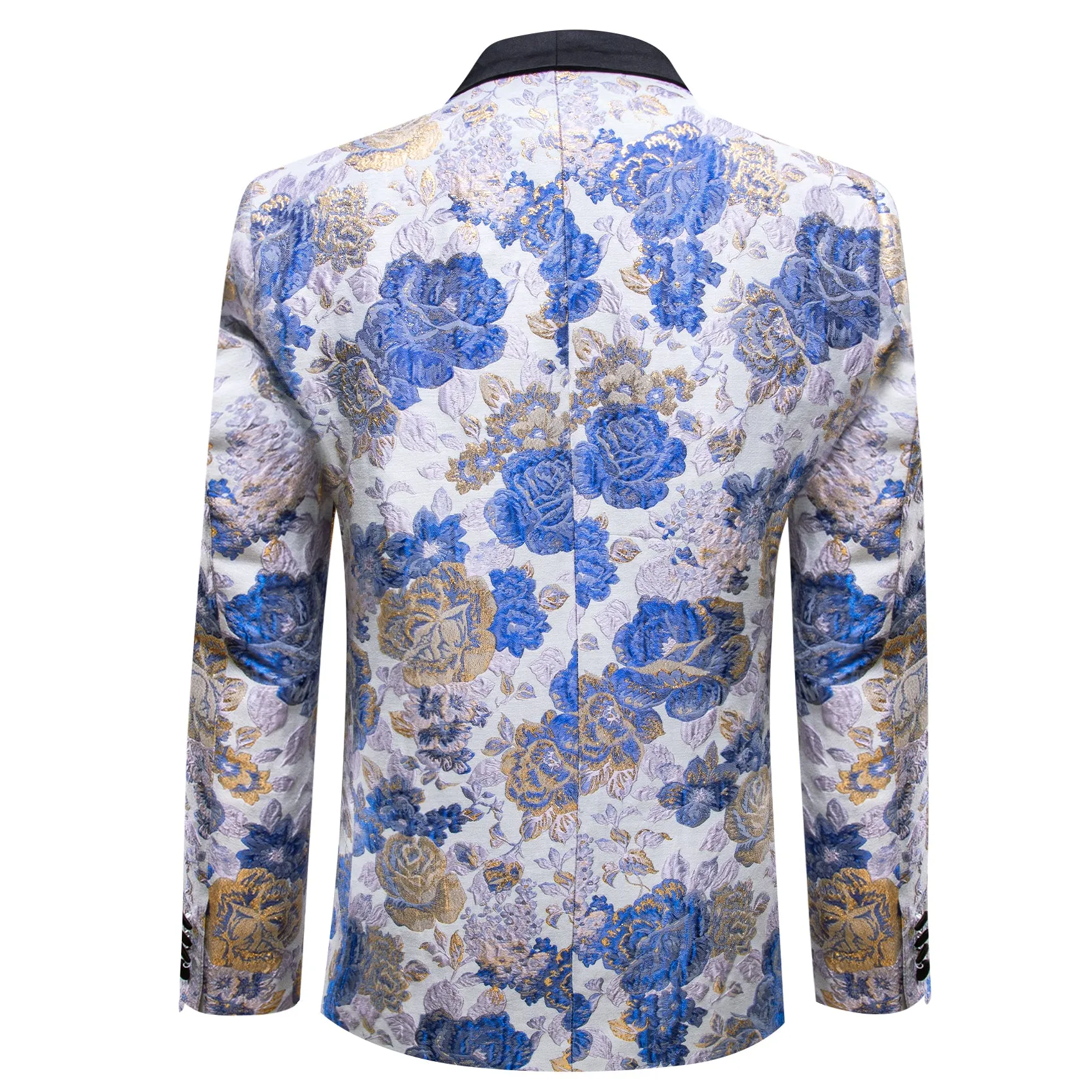 Barry. Wang Men's Dress Party Blue White Flower Suit Jacket Slim One Button Stylish Blazer sold by Barrywang product image thumbnail 5