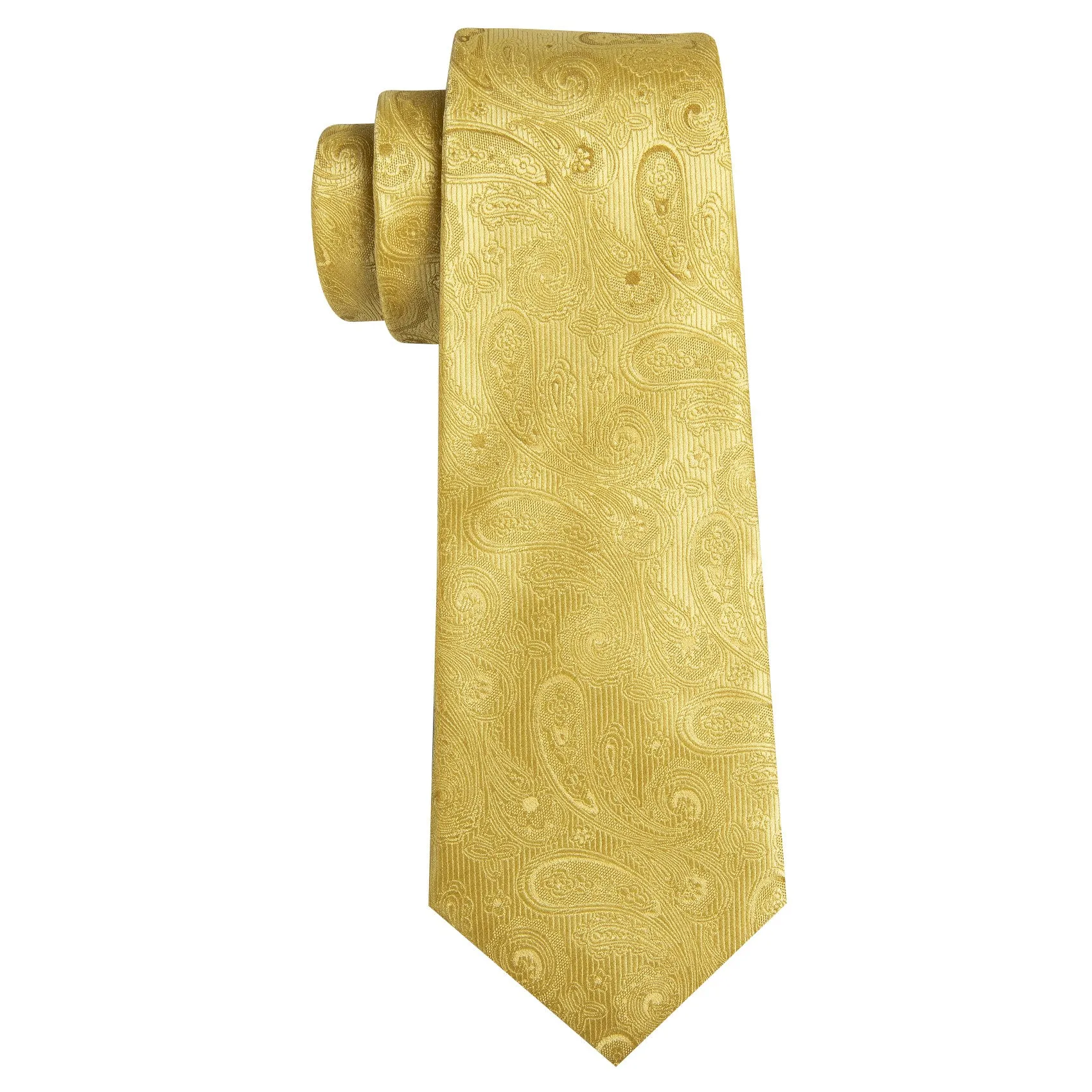 Barry Wang Gold Neckties Paisley Silk Tie Handkerchief Cufflinks Set sold by Barrywang product image thumbnail 5