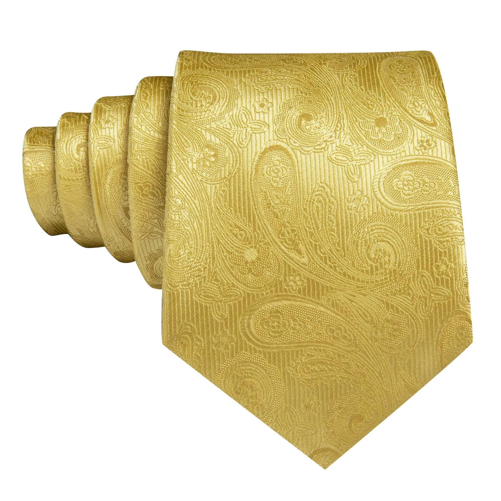 Barry Wang Gold Neckties Paisley Silk Tie Handkerchief Cufflinks Set sold by Barrywang product image thumbnail 4