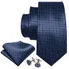 Barry. Wang Dark Blue Plaid Office Men Tie Pocket Square Cufflinks Set sold by Barrywang