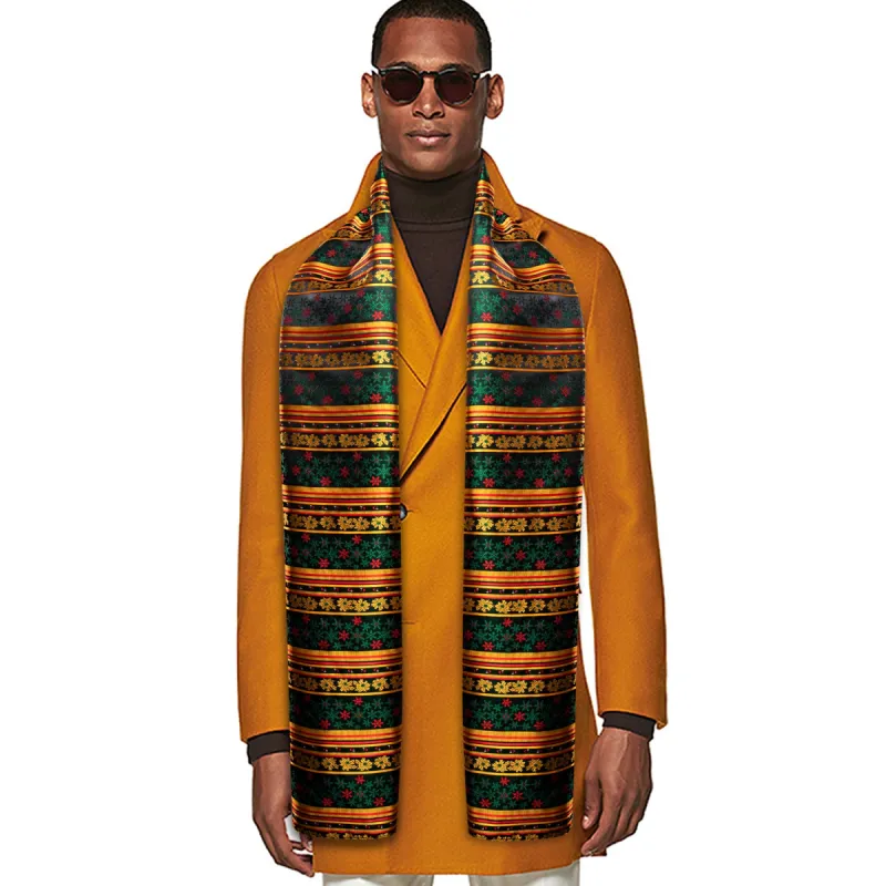 Barry Wang Green Scarf Christmas Winter Gold Green Snowflake Pattern sold by Barrywang