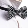 Barry. Wang Shining Black White Plaid Rhinestones Pre-tied Bowties Fashion For Wedding Party sold by Barrywang