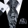 Barry Wang Beautiful Black Grey Floral Tie Pocket Square Cufflinks Set sold by Barrywang