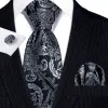 Barry Wang Beautiful Black Grey Floral Tie Pocket Square Cufflinks Set sold by Barrywang