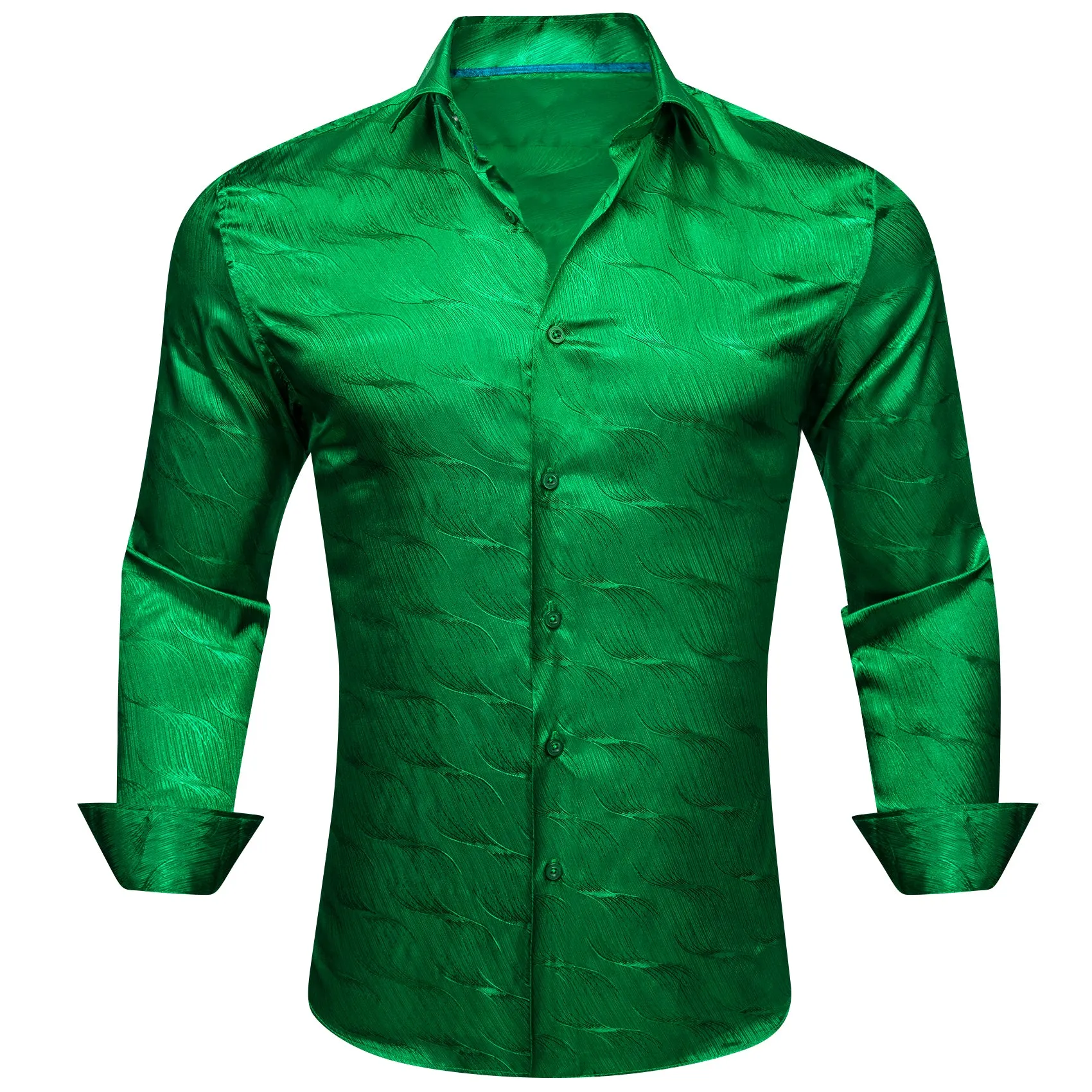 Barry.wang Cobalt Green Ripple Silk Men's Shirt | Parallel