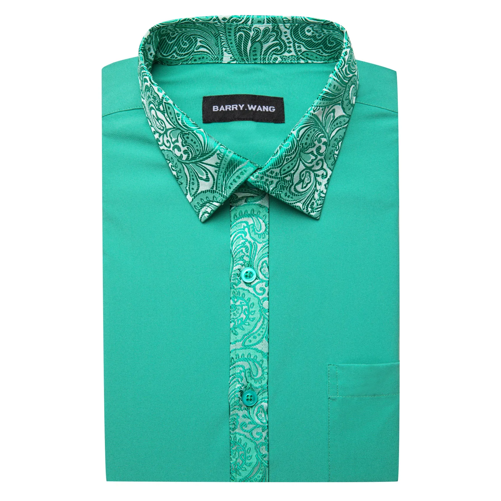 Barry.wang Aqua Silver Splicing Men's Business Shirt sold by Barrywang product image thumbnail 2
