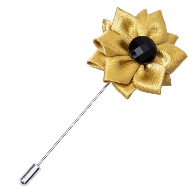 Barry Wang Wedding Brooch Men's Novelty Yellow Floral Lapel Pin made by Barrywang