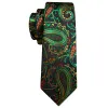 Barry Wang Black TIe Green Yellow Paisley Silk Tie Handkerchief Cufflinks Set sold by Barrywang