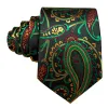 Barry Wang Black TIe Green Yellow Paisley Silk Tie Handkerchief Cufflinks Set sold by Barrywang