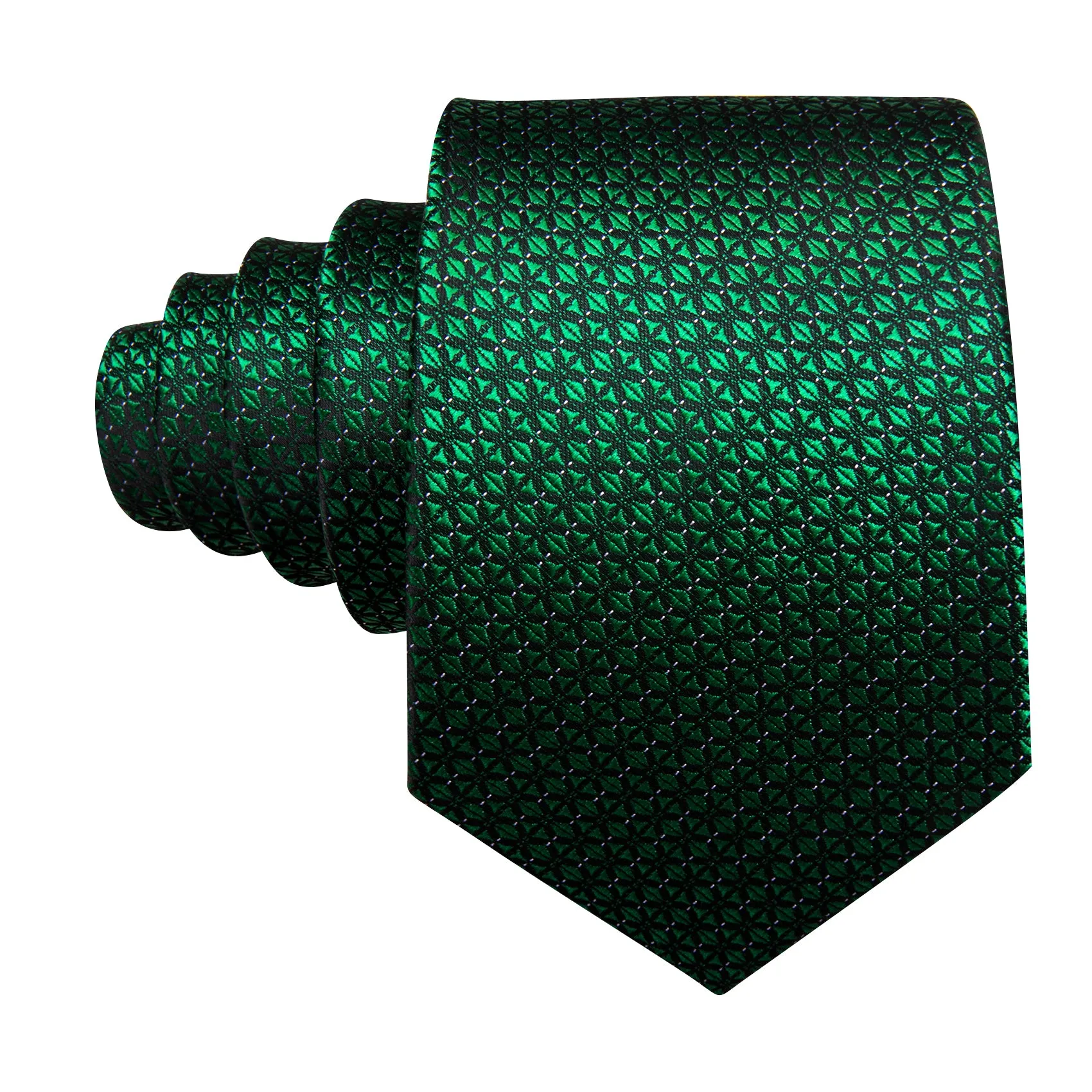 Barry Wang Novetly Green Plaid Silk Tie Handkerchief Cufflinks Set sold by Barrywang product image thumbnail 4