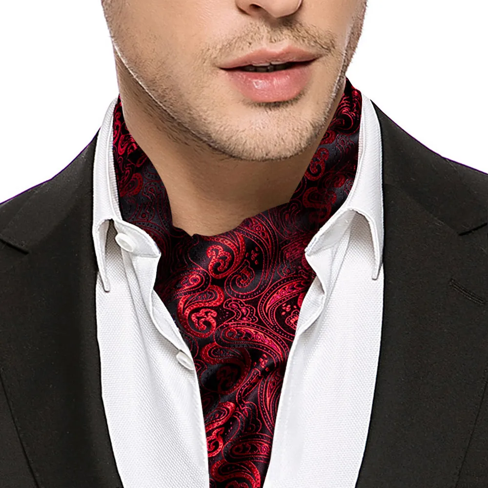 Barry. Wang Red Paisley Ascot Handkerchief Cufflinks sold by Barrywang product image thumbnail 3