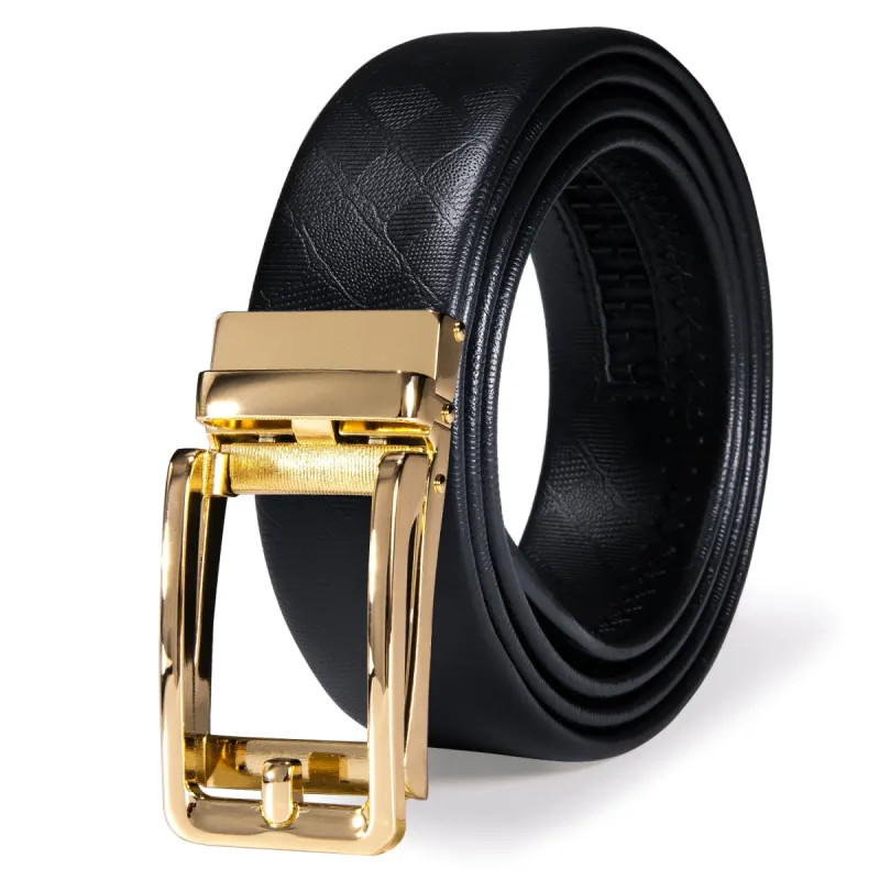 Barry. Wang Men's Belt Golden Square Metal Buckle Genuine Leather Belt 43 inch to 63 inch sold by Barrywang