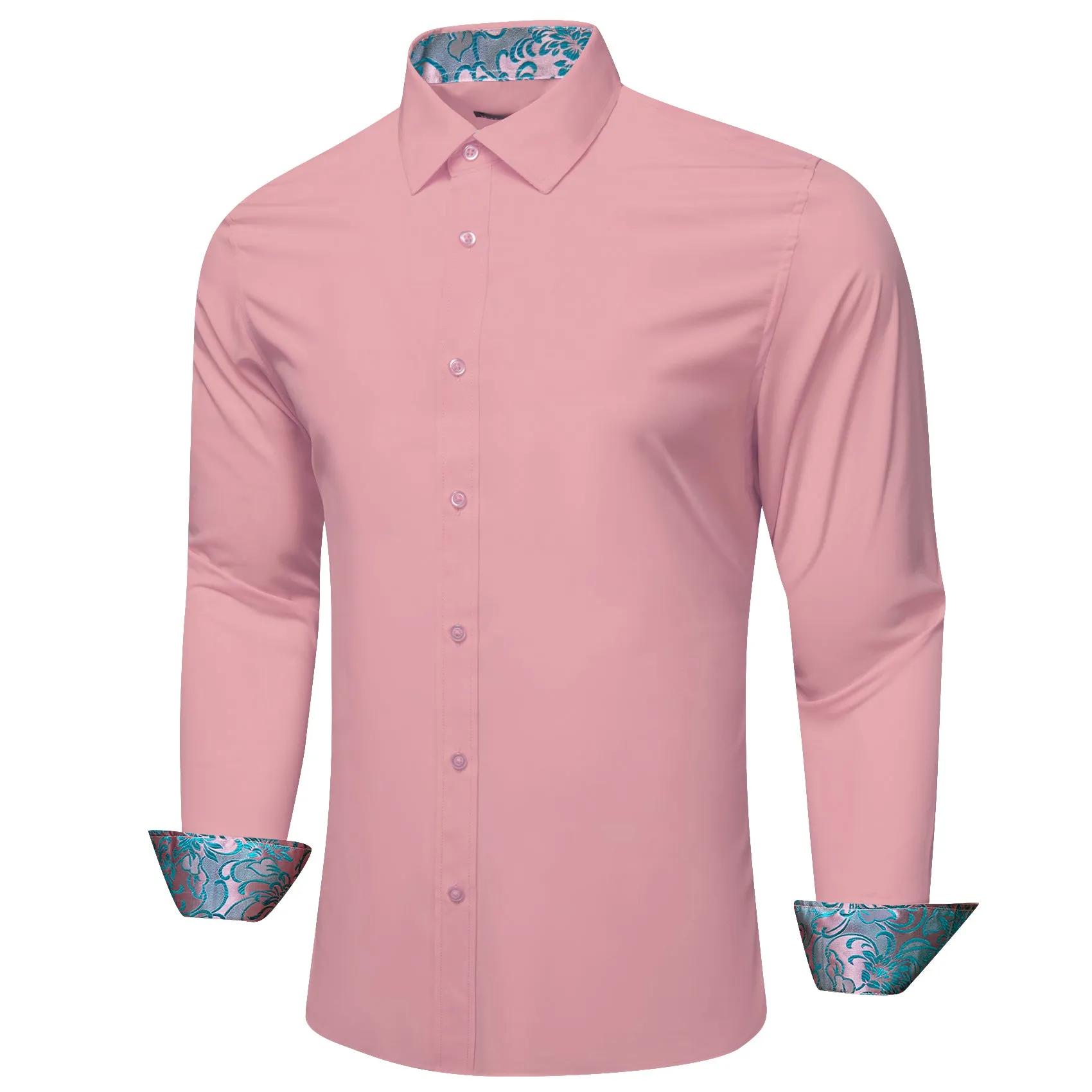 Barry.wang Formal Pink Blue Splicing Men's Business Shirt sold by Barrywang product image thumbnail 2
