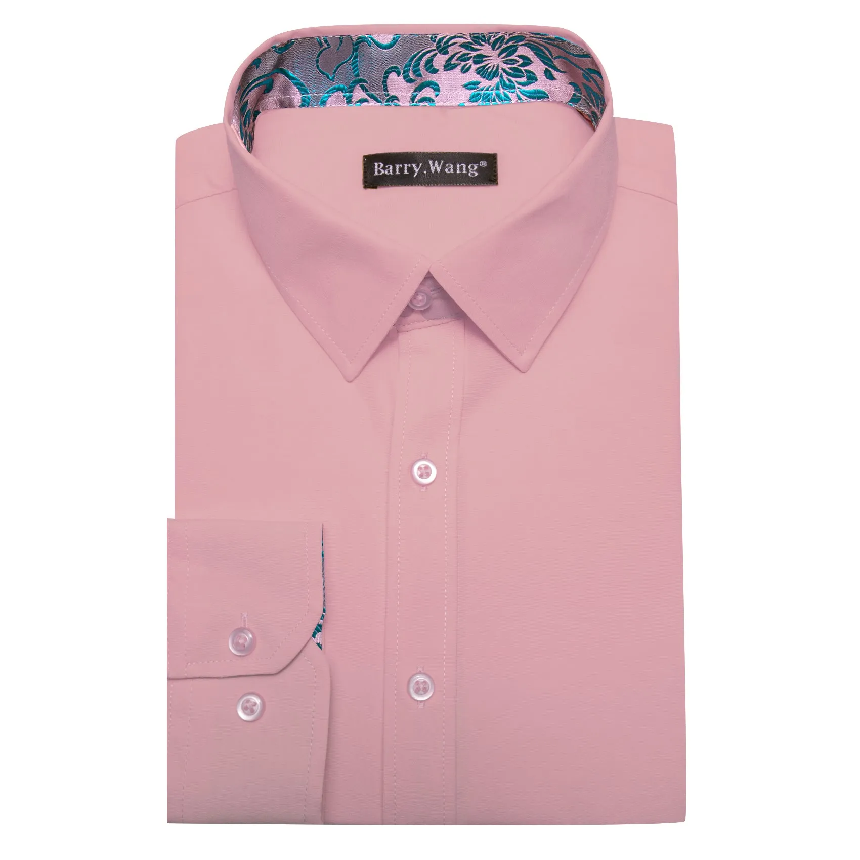 Barry.wang Formal Pink Blue Splicing Men's Business Shirt sold by Barrywang product image thumbnail 4