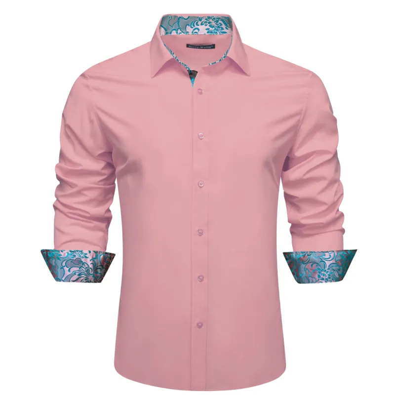 Barry.wang Formal Pink Blue Splicing Men's Business Shirt sold by Barrywang
