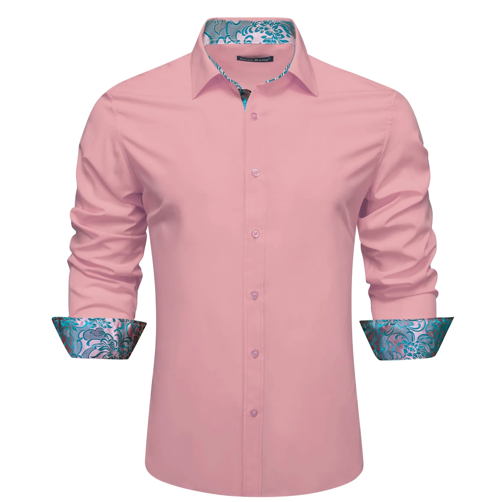 Barry.wang Formal Pink Blue Splicing Men's Business Shirt sold by Barrywang