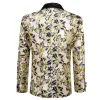 Barry.wang Shawl Collar Suit Black Gold Floral Men's Suit Jacket sold by Barrywang