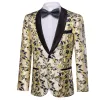 Barry.wang Shawl Collar Suit Black Gold Floral Men's Suit Jacket sold by Barrywang