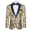 Barry.wang Shawl Collar Suit Black Gold Floral Men's Suit Jacket sold by Barrywang