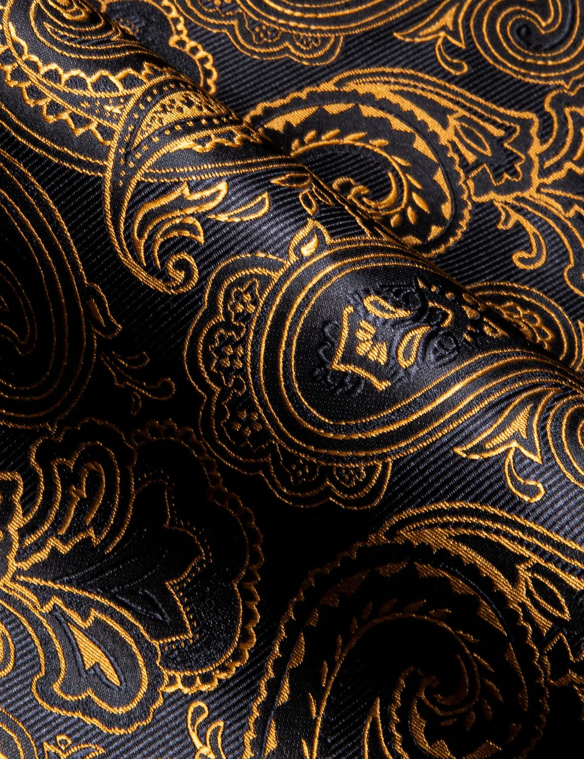 Barry. Wang Men's Shirt Black Golden Silk Paisley Short Sleeve Shirt sold by Barrywang product image thumbnail 5