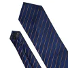 Barry. Wang Blue Tie Golden Striped Men's Tie Set with Lapel Pin Brooch sold by Barrywang