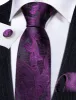 Barry Wang Purple Mens Ties Black Paisley Silk Wedding Necktie Set sold by Barrywang