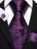Barry Wang Purple Mens Ties Black Paisley Silk Wedding Necktie Set sold by Barrywang