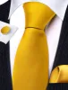 Barry Wang Gold Yellow Solid Silk Mens Tie Pocket Square Cufflinks Set sold by Barrywang