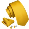 Barry Wang Gold Yellow Solid Silk Mens Tie Pocket Square Cufflinks Set sold by Barrywang