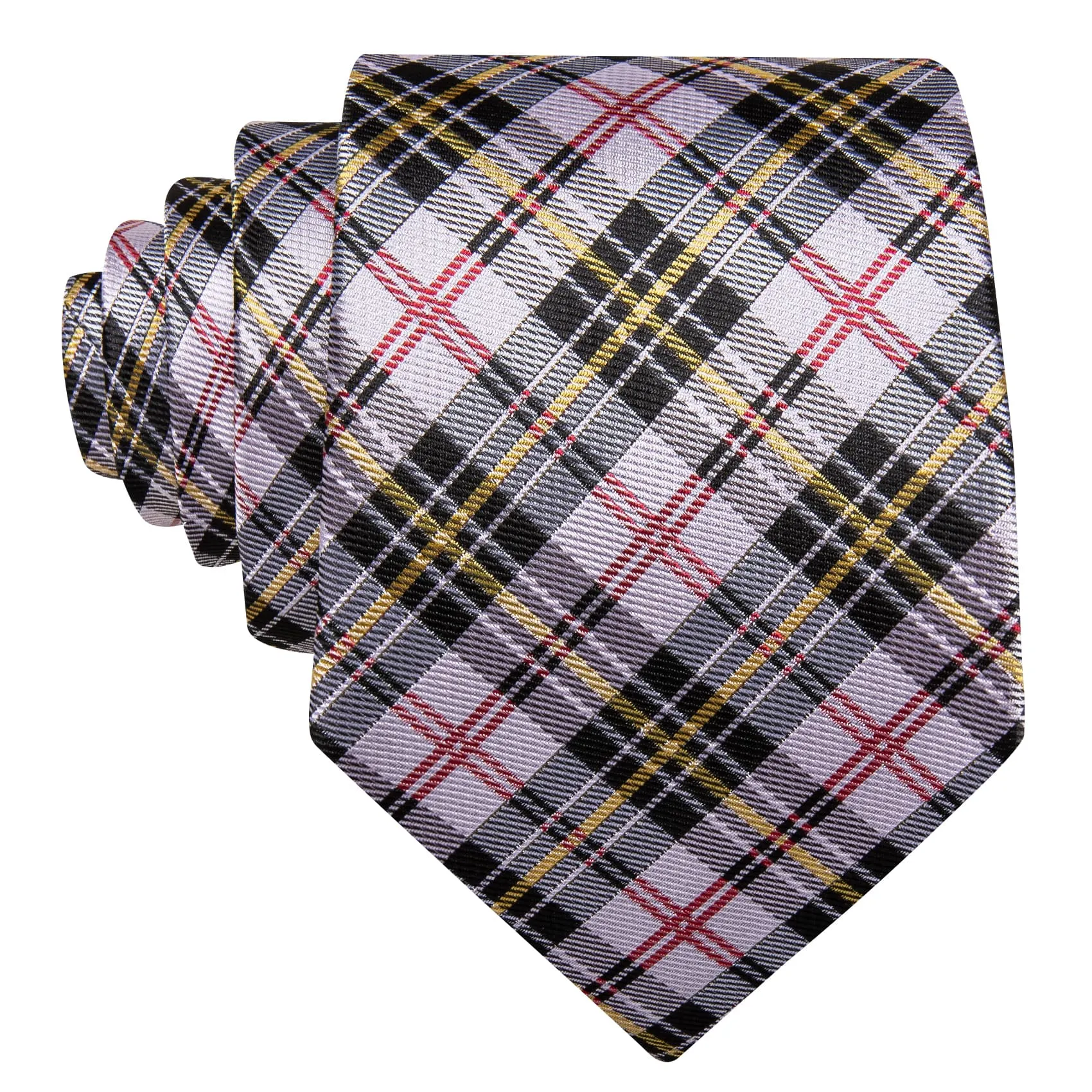 Barry. Wang Black White Grey Yellow Checkered Ties Hanky Cufflinks Set sold by Barrywang product image thumbnail 3