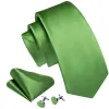 Barry Wang LimeGreen Cobalt Green Solid Silk Tie Handkerchief Cufflinks Set sold by Barrywang