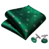 Christmas Green White Snowflake Silk Self Tie Bow Tie Hanky Cufflinks Set sold by Barrywang