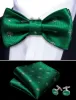 Christmas Green White Snowflake Silk Self Tie Bow Tie Hanky Cufflinks Set sold by Barrywang