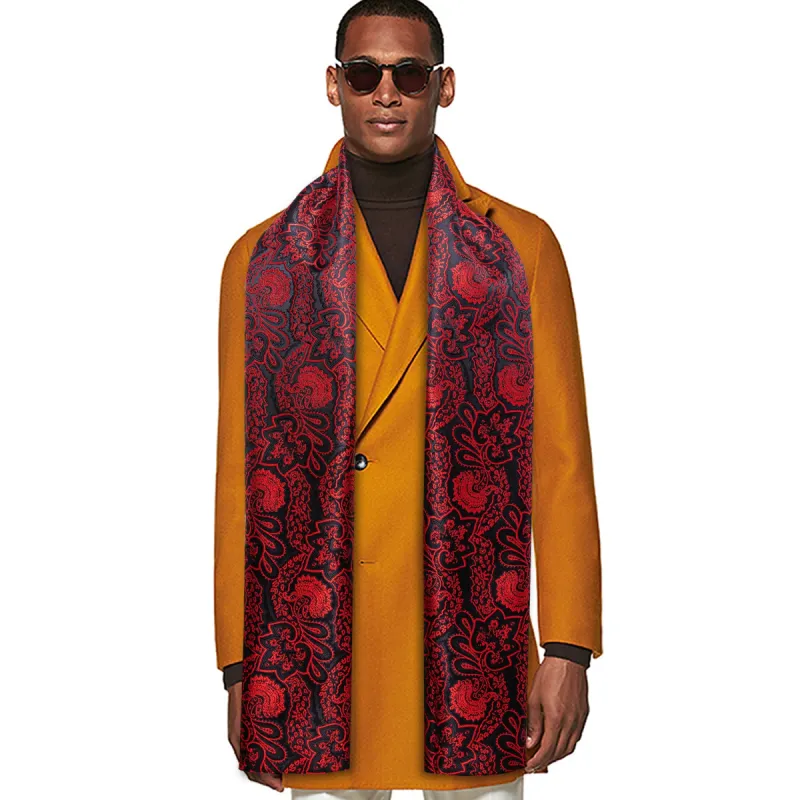 Barry Wang Silk scarf Red Black Paisley Scarf sold by Barrywang