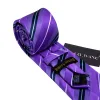 Barry Wang Purple White Striped Silk Tie Pocket Square Cufflinks Set sold by Barrywang