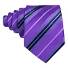 Barry Wang Purple White Striped Silk Tie Pocket Square Cufflinks Set sold by Barrywang