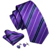Barry Wang Purple White Striped Silk Tie Pocket Square Cufflinks Set sold by Barrywang