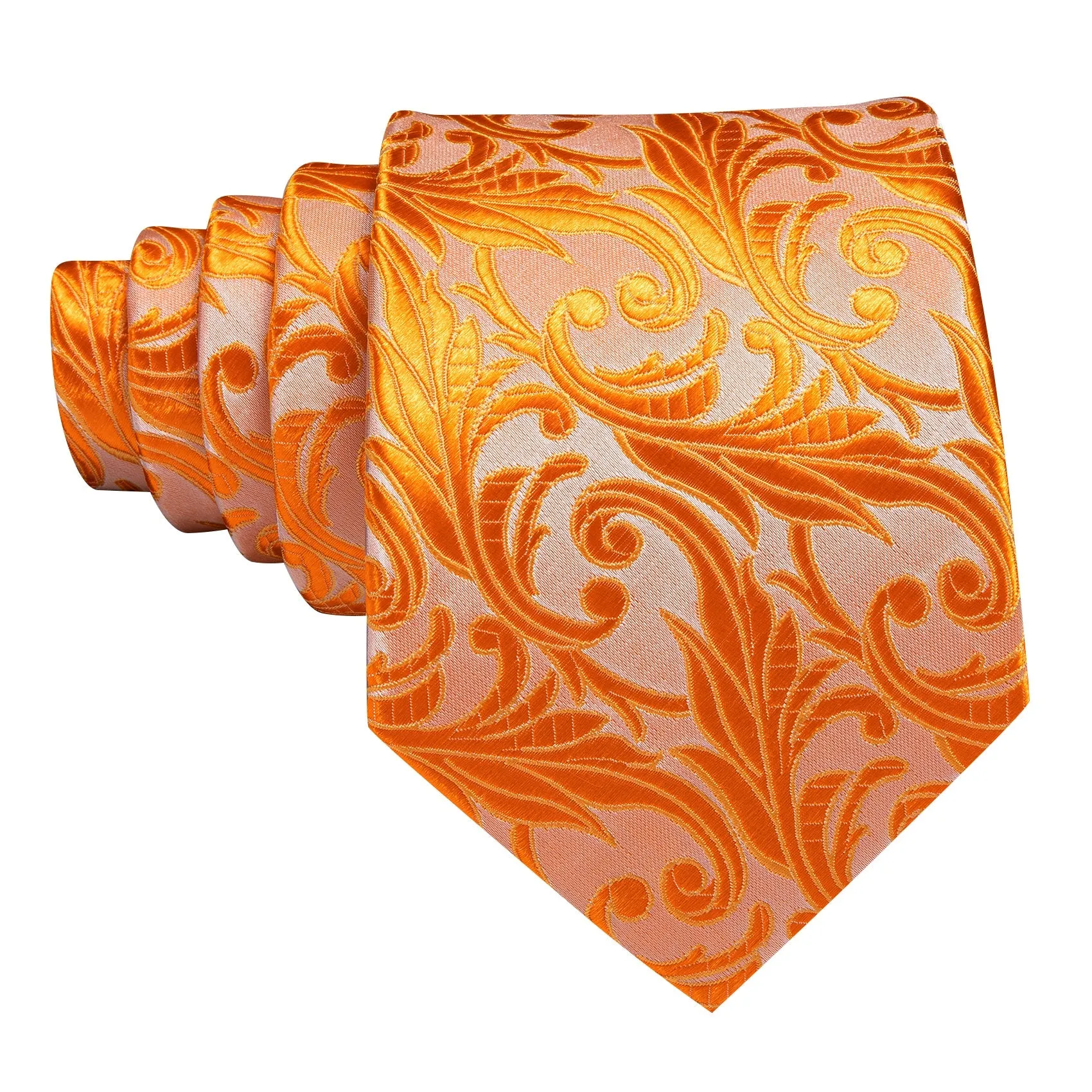 Barry Wang Orange Ties Pink Floral Silk Tie Handkerchief Cufflinks Set sold by Barrywang product image thumbnail 4