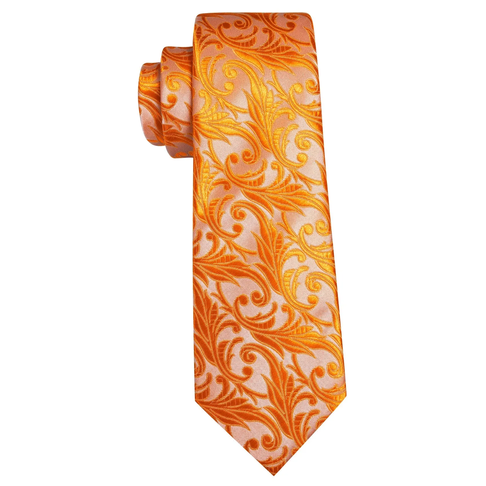 Barry Wang Orange Ties Pink Floral Silk Tie Handkerchief Cufflinks Set sold by Barrywang product image thumbnail 5