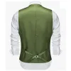 Barry Wang Wedding Vest Hunter Green Solid Men Button V-Neck Waistcoat sold by Barrywang