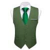 Barry Wang Wedding Vest Hunter Green Solid Men Button V-Neck Waistcoat sold by Barrywang