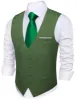 Barry Wang Wedding Vest Hunter Green Solid Men Button V-Neck Waistcoat sold by Barrywang