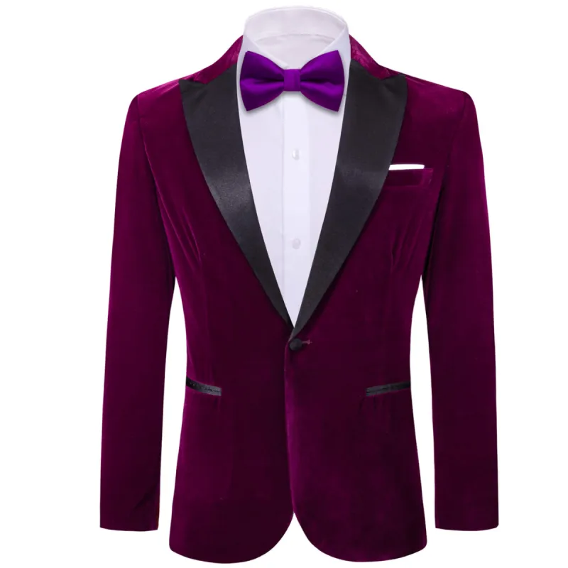 Barry. Wang Peak Collar Suit Plum Purple Solid Slim Men's Silk Suit sold by Barrywang