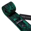 Barry Wang Green Tie Paisley Jacquard Silk Tie Handkerchief Cufflinks Set sold by Barrywang