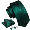 Barry Wang Green Tie Paisley Jacquard Silk Tie Handkerchief Cufflinks Set sold by Barrywang