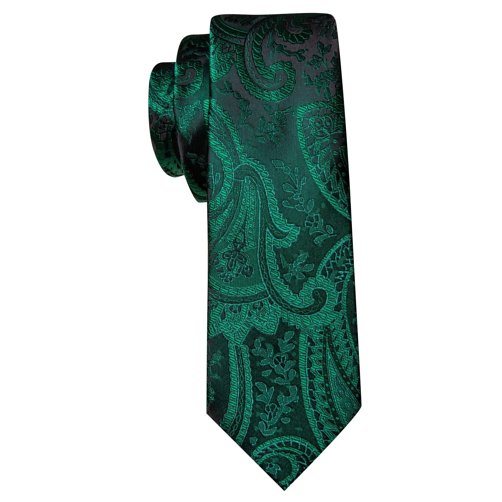 Barry Wang Green Tie Paisley Jacquard Silk Tie Handkerchief Cufflinks Set sold by Barrywang product image thumbnail 4