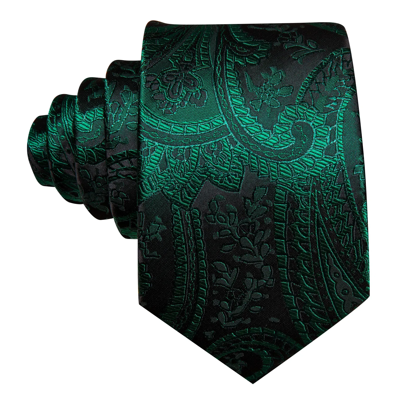 Barry Wang Green Tie Paisley Jacquard Silk Tie Handkerchief Cufflinks Set sold by Barrywang product image thumbnail 3