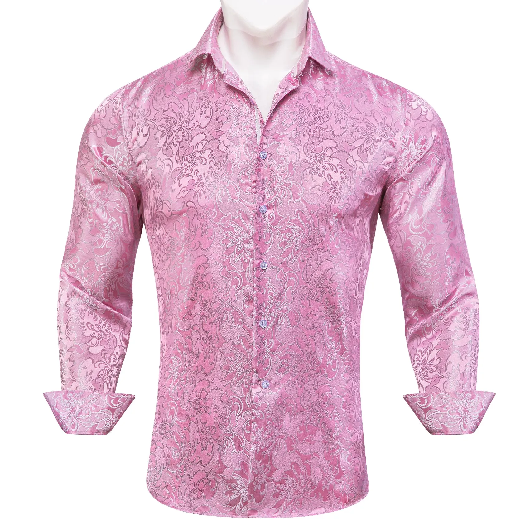 Barry Wang Men's Shirt Pink Paisley Silk Button Down Long Sleeve Shirt sold by Barrywang product image thumbnail 3