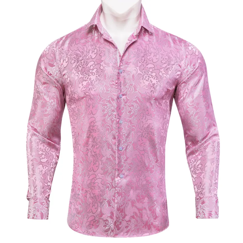 Barry Wang Men's Shirt Pink Paisley Silk Button Down Long Sleeve Shirt sold by Barrywang